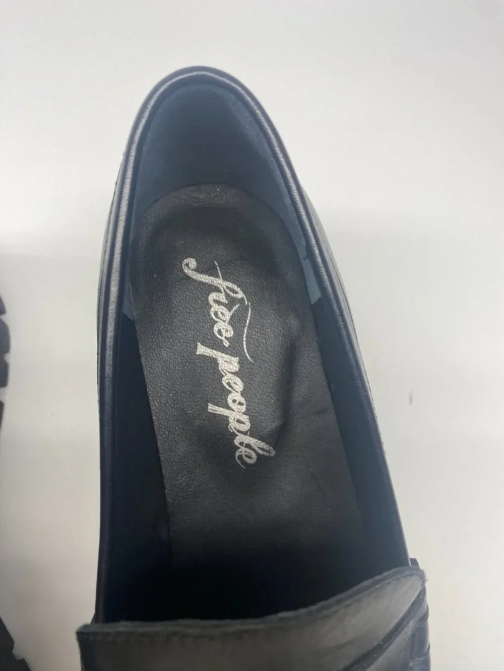 Free People Womens Lyra Lug Sole Black Platform Loafers Sz 9.5